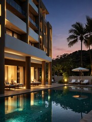 Fototapeta premium Luxurious hotel escape in a prime location.