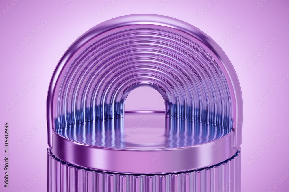 Poster Purple metallic archway structure for product display or design presentations