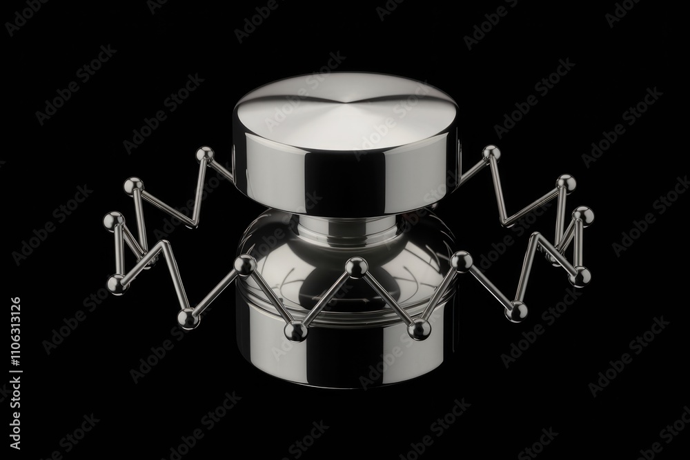 Poster Sleek  metallic object with a cylindrical design and a unique  articulated base