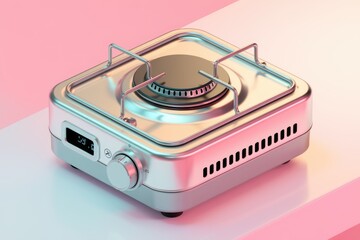 Fototapeta premium A modern single burner gas stove with a sleek metallic design