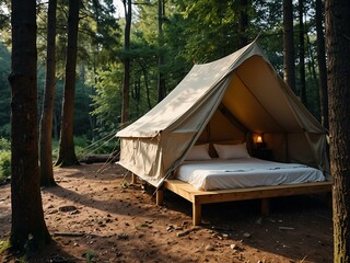 Luxury forest tent for a serene escape.