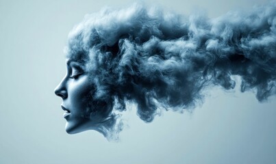 Fototapeta premium Woman Transforming into Smoke