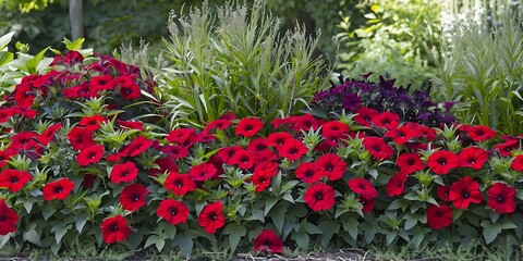 Obraz premium red flowers in garden, million bells, Calibrachoa