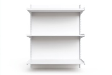 Minimalist white wall-mounted shelving unit with three shelves