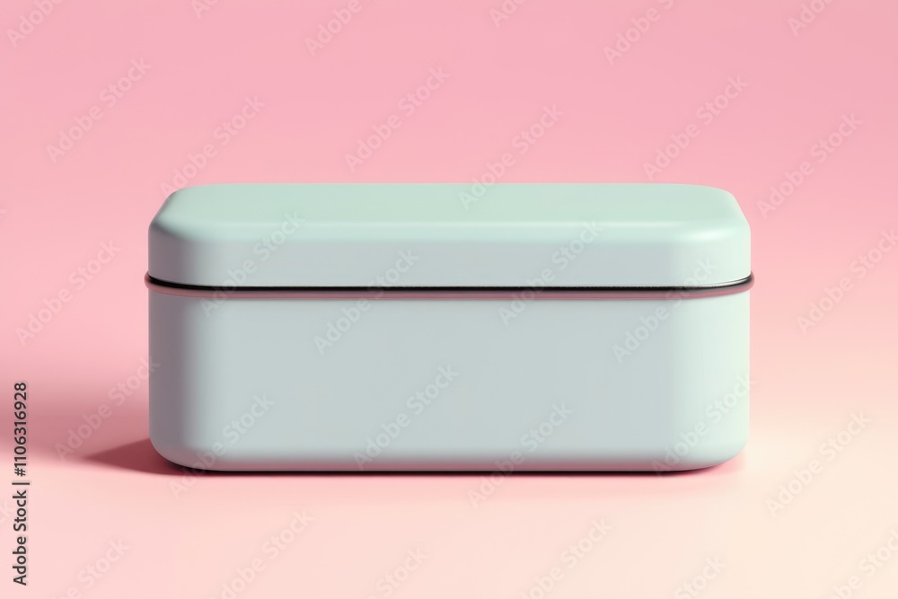 Aufkleber A light teal rectangular box with a silver rim sits on a pink background