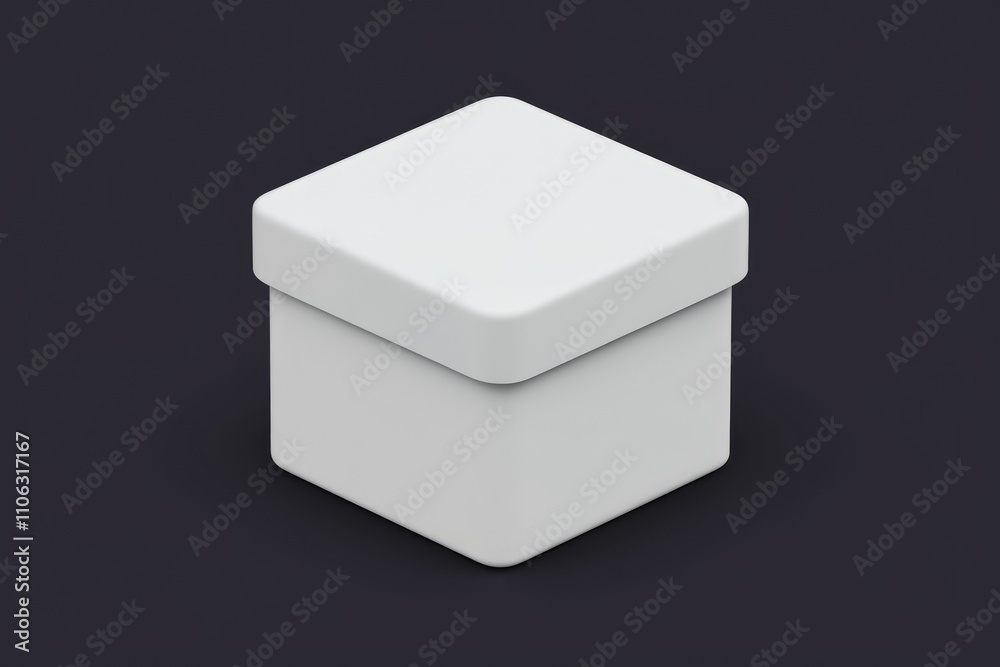 Aufkleber a minimalist isometric illustration of a blank white cube box on a dark background
