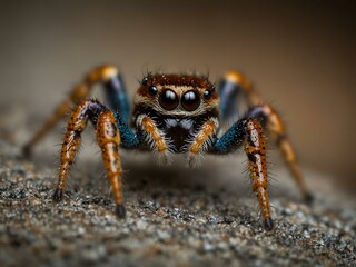 Fototapeta premium Macro shot of a colorful jumping spider.