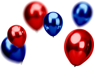 Red and Blue Balloons in the air Clipart Photo Overlays