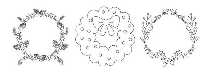 Set of elegant floral frame corners and branch. Boho Hand drawn line wedding herb, leaves. Botanical rustic trendy greenery elements for poster sticker design logo decoration invitation