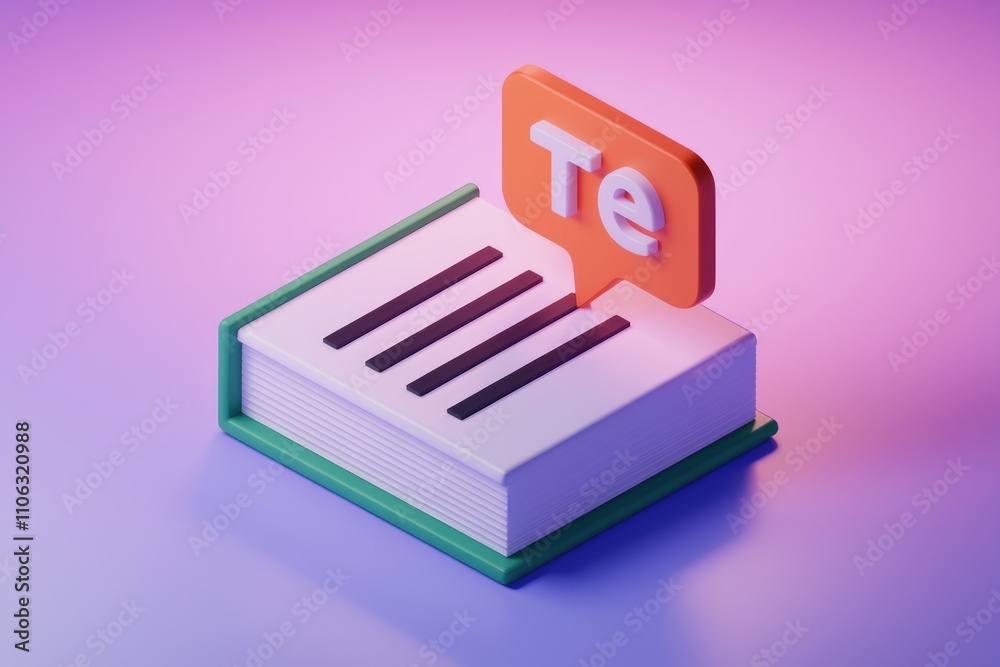 Aufkleber 3D render of a book with 'Te' (Spanish for 'you') indicating a language learning concept