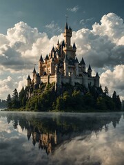 Obraz premium Majestic castle floating in clouds.