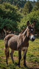 Majestic donkeys and a horse in nature, showcasing wildlife.