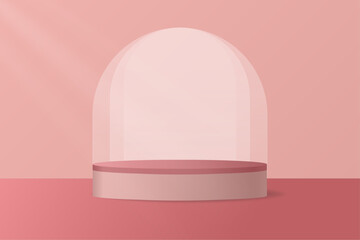 Peach pink background with cylinder podium, product display