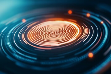 Futuristic glowing spiral with orange and blue light effects