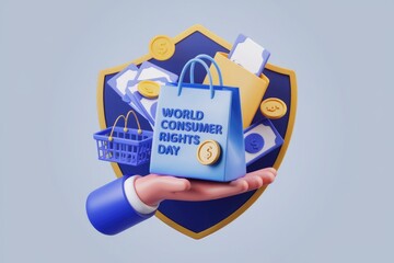 3D illustration of World Consumer Rights Day  celebrating consumer protection and rights