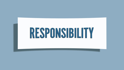 Responsibility. A card isolated on blue background.