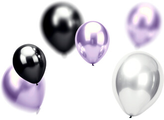 Black and Purple Balloons Clipart Photo Overlay
