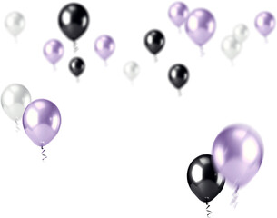 Black and Purple Balloons Clipart Photo Overlay