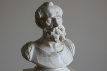 A classical-style sculpture depicting a bearded male figure