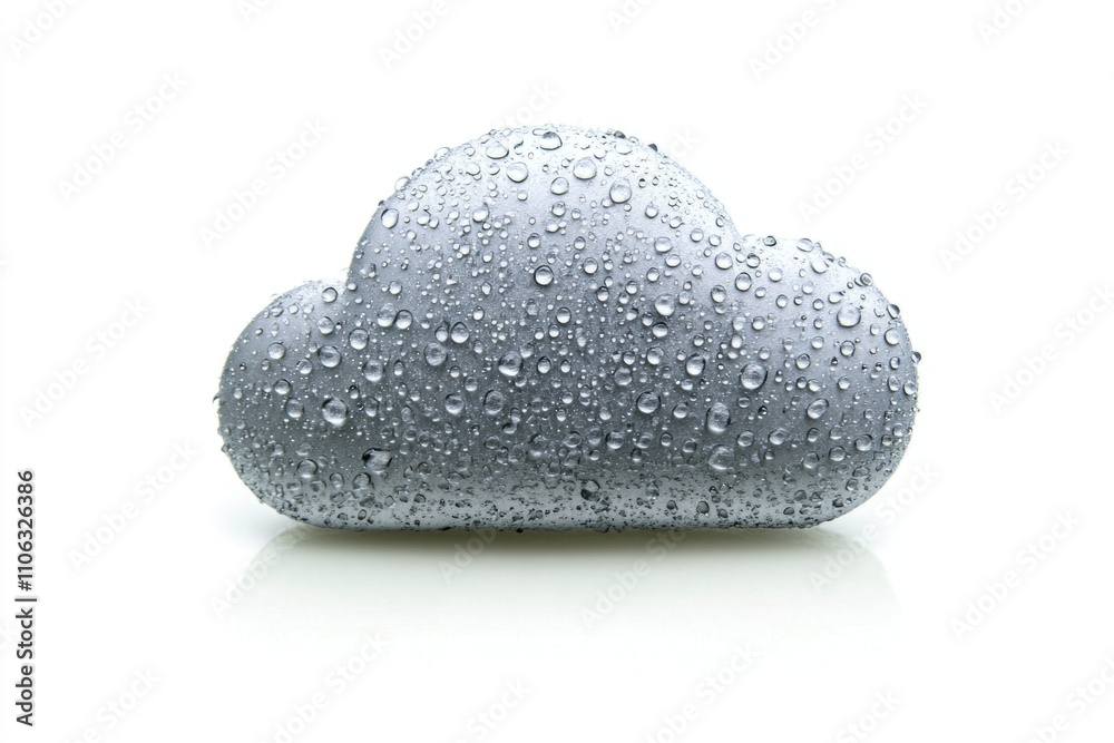 Poster A cluster of water droplets forms a cloud on a white surface, creating a unique texture and pattern