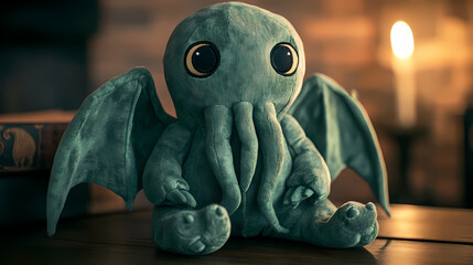 Adorable little cthulhu monster plush toy for cute and spooky themed photoshoots, cthulhu, monster, plush, toy, cute. Eldritch. Illustration