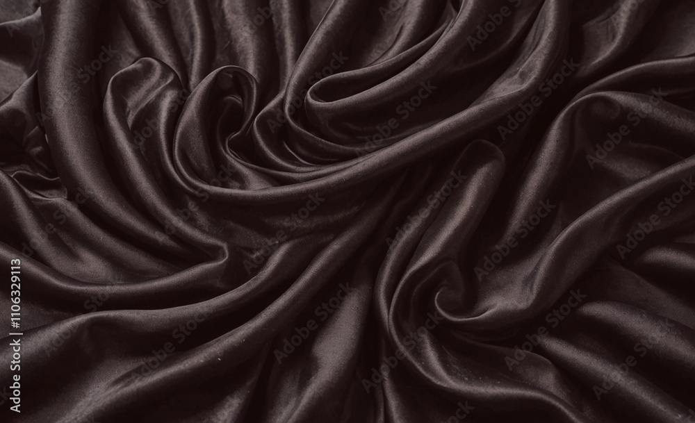 Aufkleber Piece of black fabric with a pattern. The fabric is rolled up and has a shiny appearance