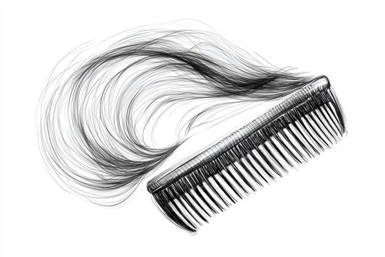 A simple black and white drawing of a hair comb, perfect for use in illustrations, tutorials or educational materials