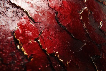 Fototapeta premium Close-up of red paint on a wooden surface, suitable for designs related to art or DIY projects