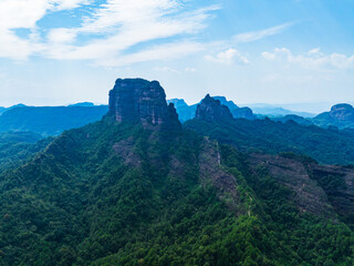 Beautiful sunrise at Changlao Peak of Danxia Mountain in Shaoguan, Guangdong