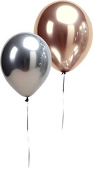 Gold and Silver balloons in the air photo effect clipart