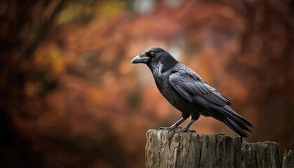 Obraz premium Halloween themed photo if an raven in fall Par 