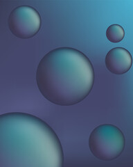PrintRealistic balls in blue shades on a background in blue shade. Background for phone, monitor. illustration, abstract.