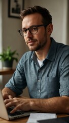 Man working from home on his laptop.