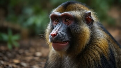 Mandrill close-up in nature.