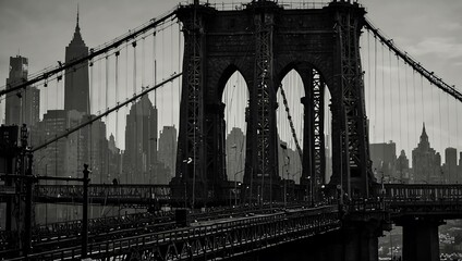 Fototapeta premium Manhattan Bridge against the skyline.
