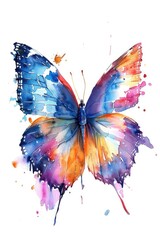 A watercolor painting of a colorful butterfly with intricate details and vibrant colors