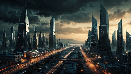 Fototapeta premium Manipulated image of a futuristic city.