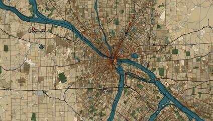 Obraz premium Map of Brookhaven, Georgia, with layered details and roads.
