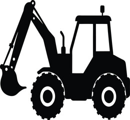 Backhoe loader silhouette vector 1