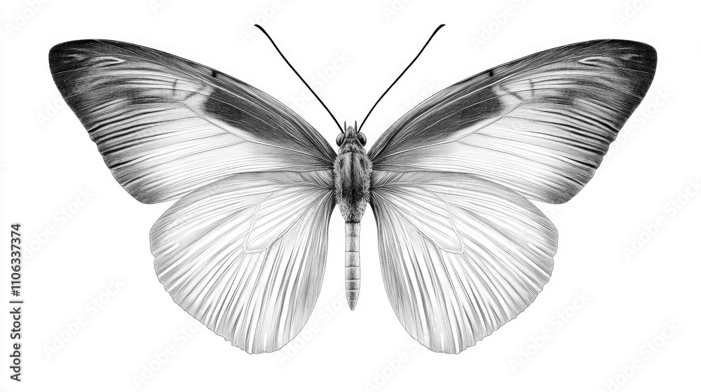 Poster a close-up image of a butterfly in monochrome colors
