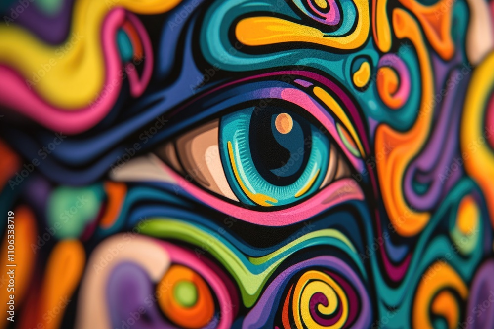 Poster a detailed view of a person's eyes depicted in a painting, suitable for use in art-related contexts 