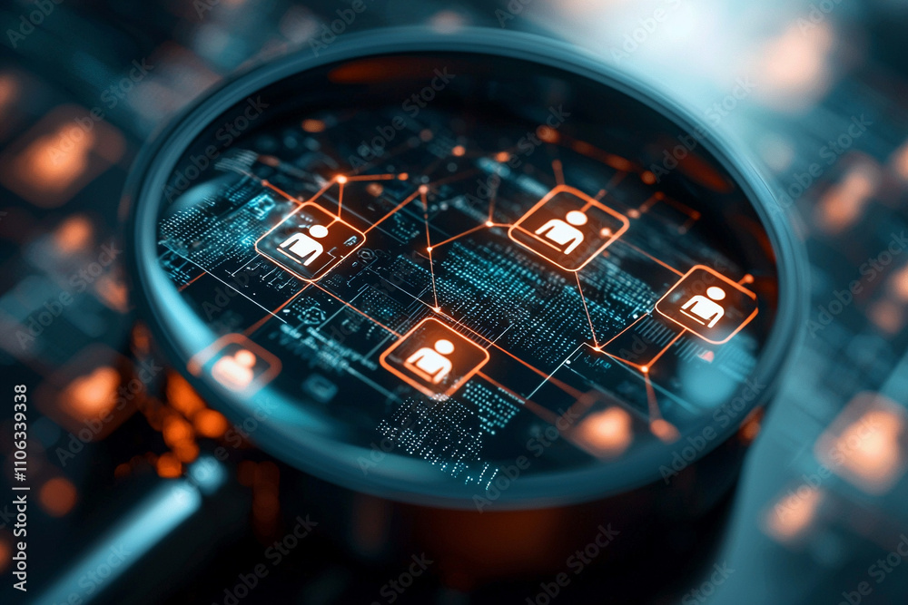 Aufkleber ai generated insights on user connections digital network analysis technology virtual environment cl