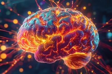 A detailed 3D model of the human brain, ideal for medical and educational uses