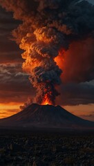 Mauna Loa volcano eruption in a cinematic sunset.