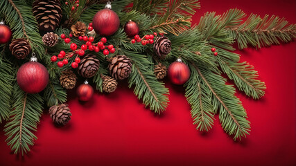 Merry Christmas and happy New Year background december snow winter card wallpaper banner hd red silver backdrop high quality vibrant present colors gift decor tree lights ornaments postcard