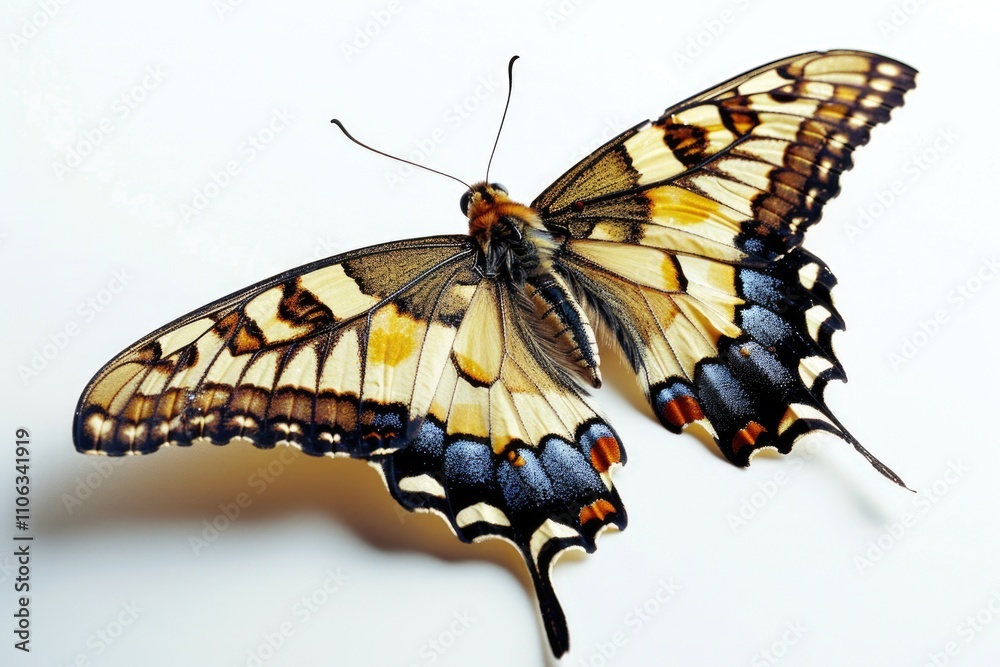 Poster a close-up image of a butterfly on a white background