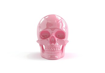 Obraz premium 3d glossy pastel pink skull on white background.