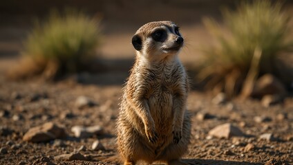 Fototapeta premium Meerkat standing watchfully.