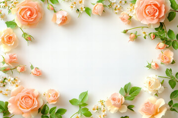 Elegant floral arrangement with pastel roses and greenery, perfect for wedding invitations, spring designs, romantic cards, and seasonal promotions.