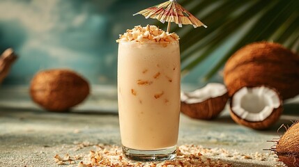 Batida de coco with coconut and condensed milk brazilian cocktail